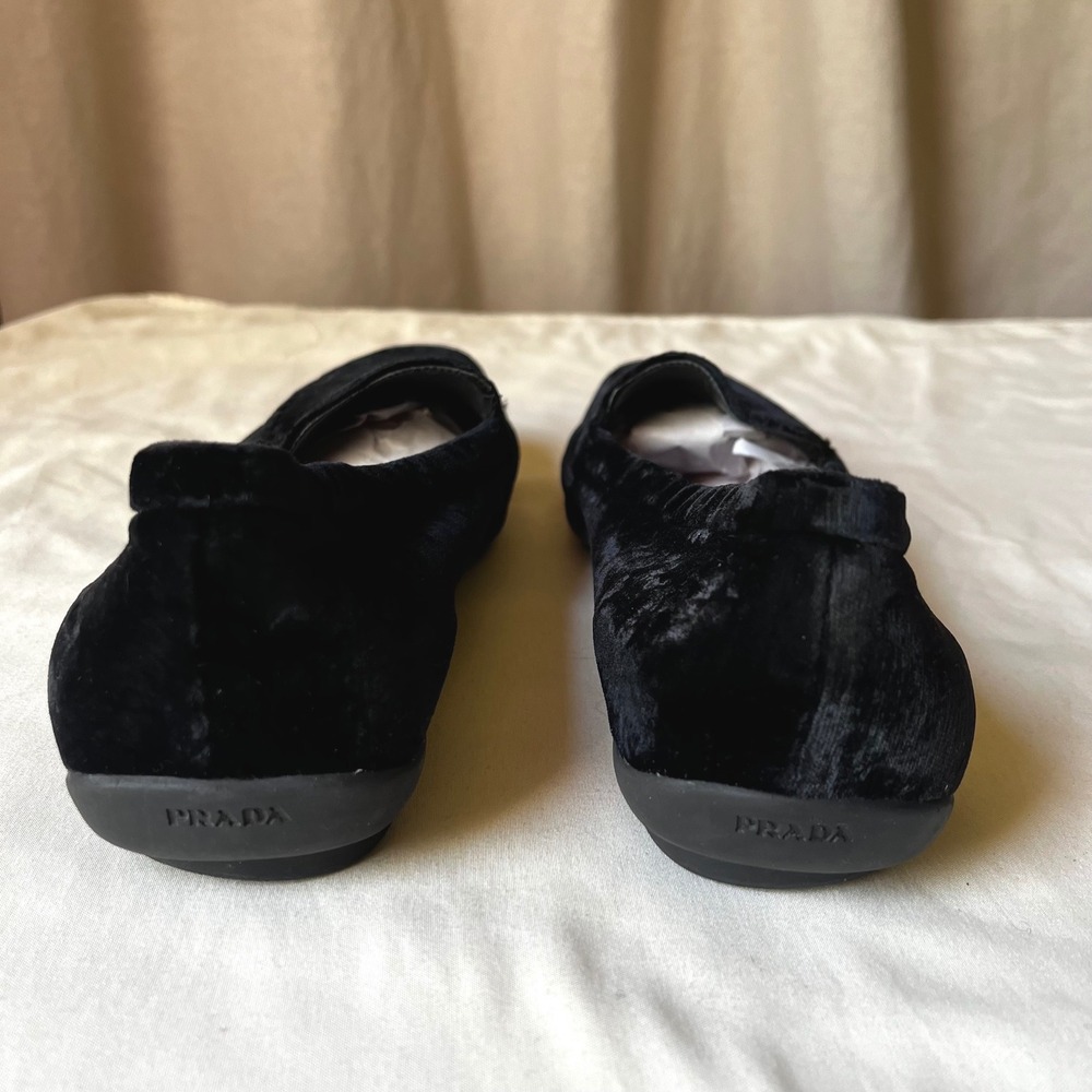 Prada Black Velvet Driving Loafers Flats Shoes Made‎ In Italy Size 39 - Picture 5 of 9